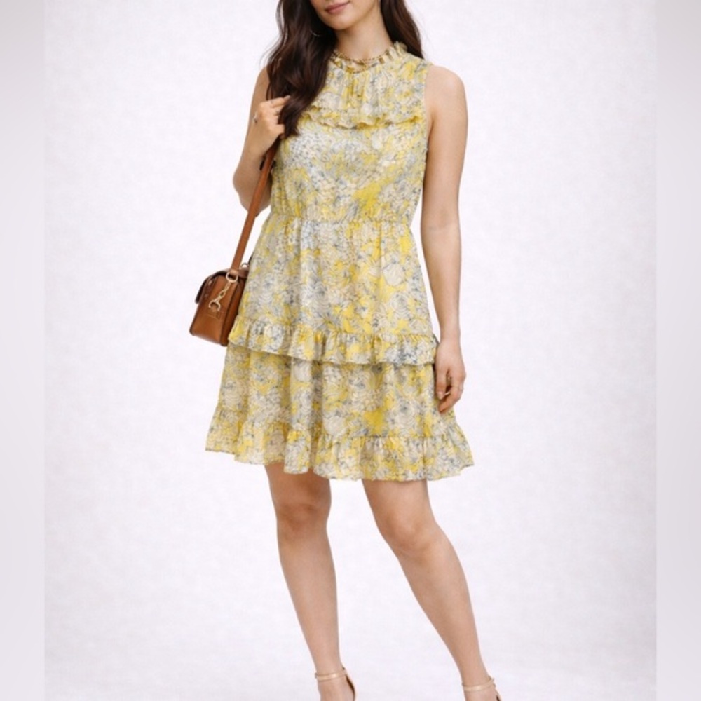 Monteau Yellow Floral Ruffle Tiered Sundress